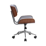 Wooden Office Chair Fabric Seat Grey