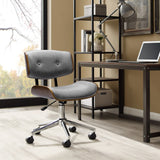 Wooden Office Chair Fabric Seat Grey