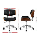 Wooden Office Chair Fabric Seat Black