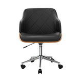 Wooden Office Chair Fabric Seat Black