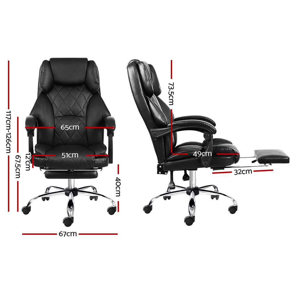 Flexi Office Chair PU Leather Black Adjustable Height