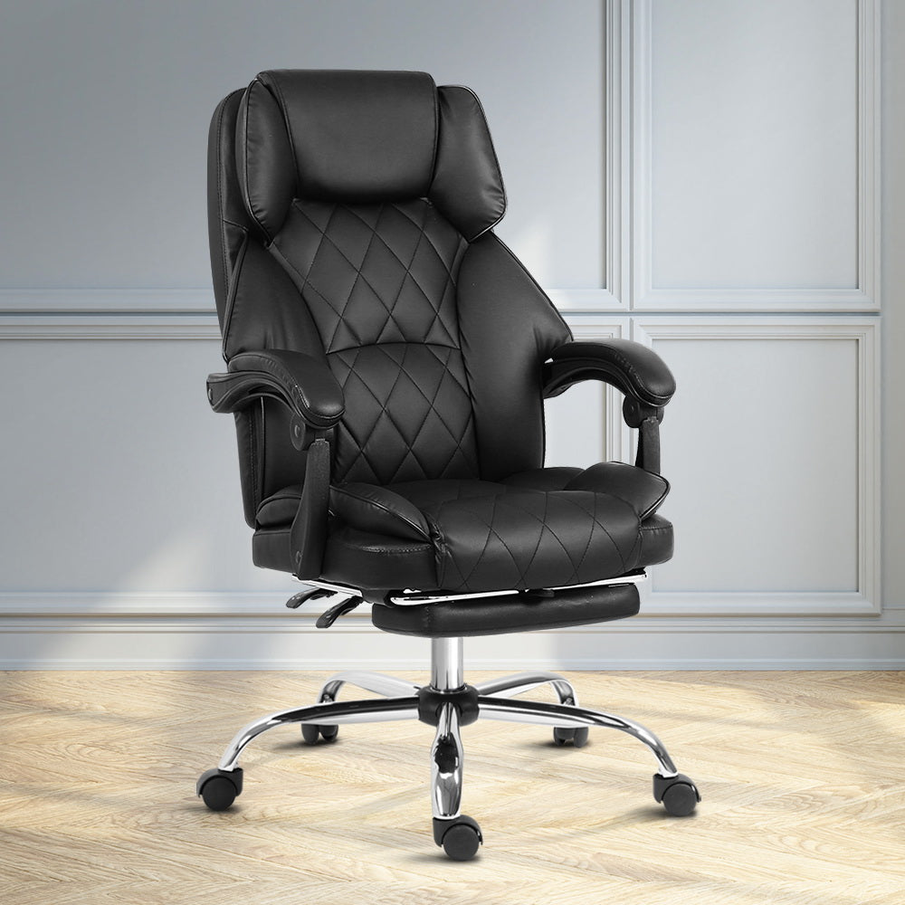 Flexi Office Chair PU Leather Black Adjustable Height