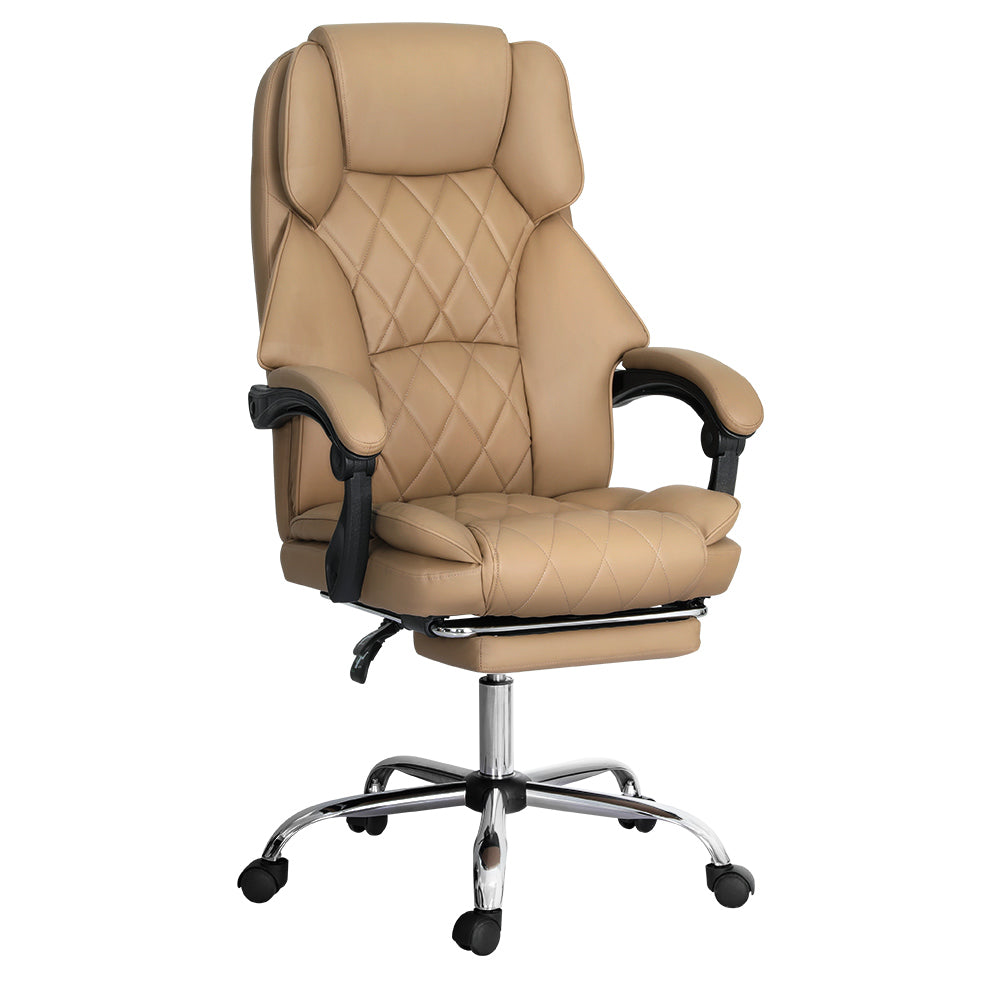 Office Chair PU Leather Tan Adjustable Height