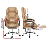 Office Chair PU Leather Tan Adjustable Height