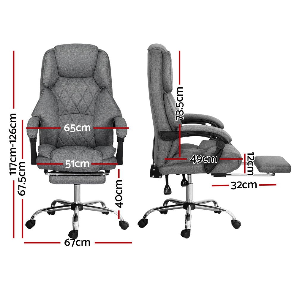 Office Chair Fabric & Foam Grey Adjustable Height