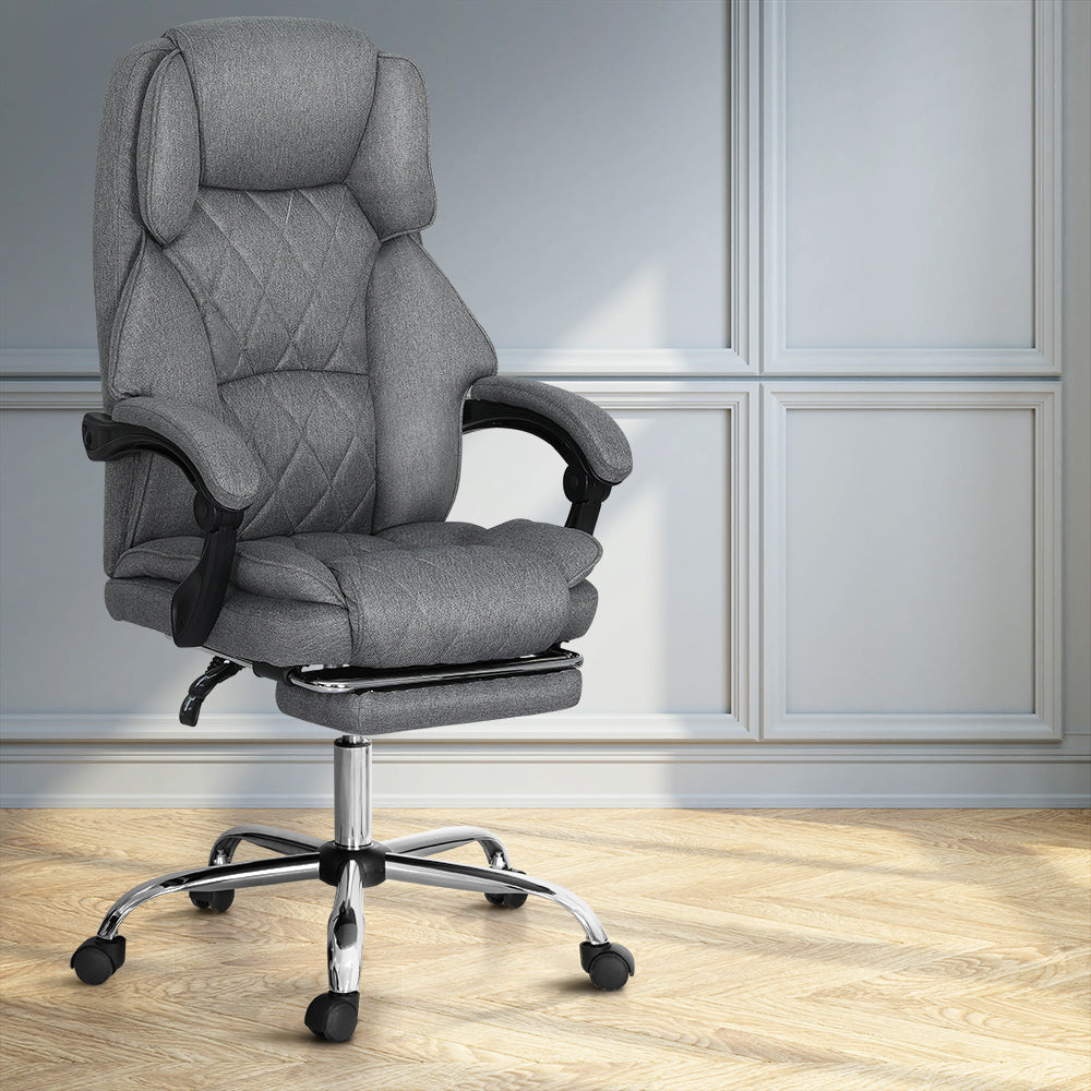 Office Chair Fabric & Foam Grey Adjustable Height