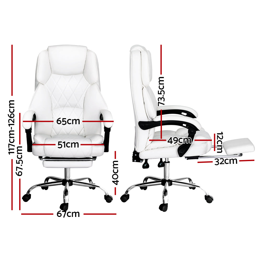 Office Chair Fabric & Foam White Adjustable Height