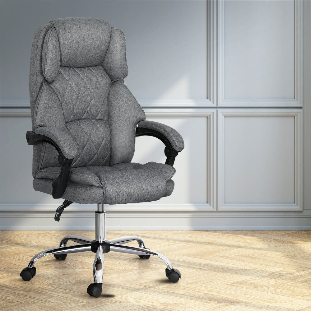 Office Chair Fabric & Foam Grey Adjustable Height