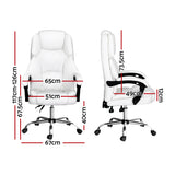 Office Chair Fabric & Foam White Adjustable Height