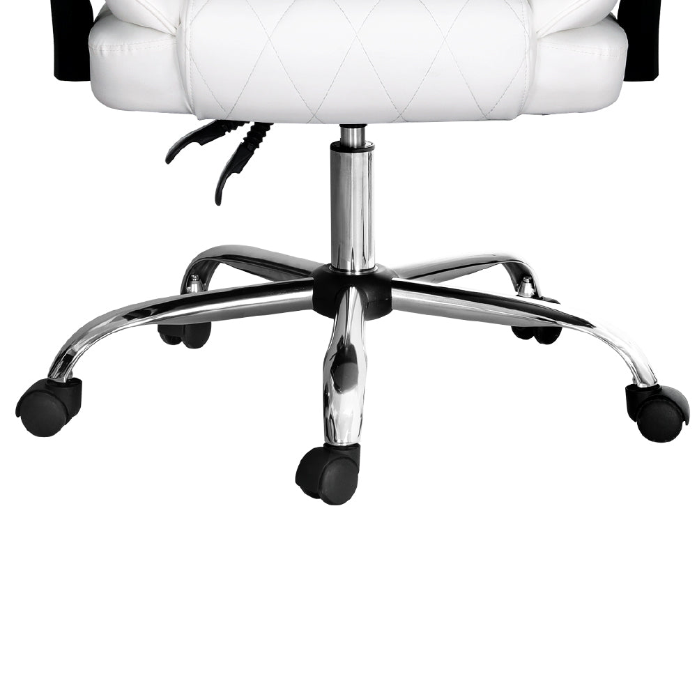 Office Chair Fabric & Foam White Adjustable Height