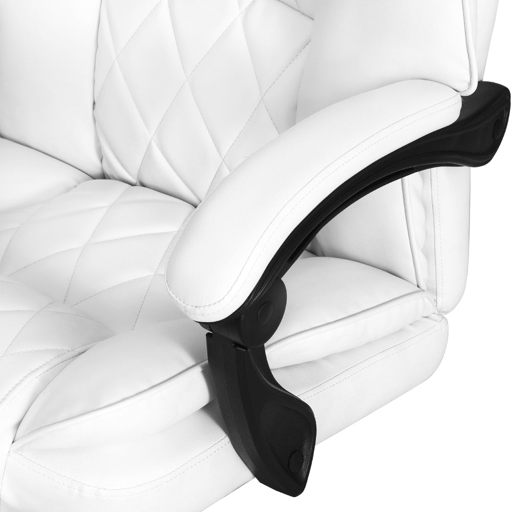 Office Chair Fabric & Foam White Adjustable Height