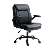 Executive Office Chair PU Leather Tilt Black Adjustable Seat