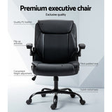 Executive Office Chair PU Leather Tilt Black Adjustable Seat