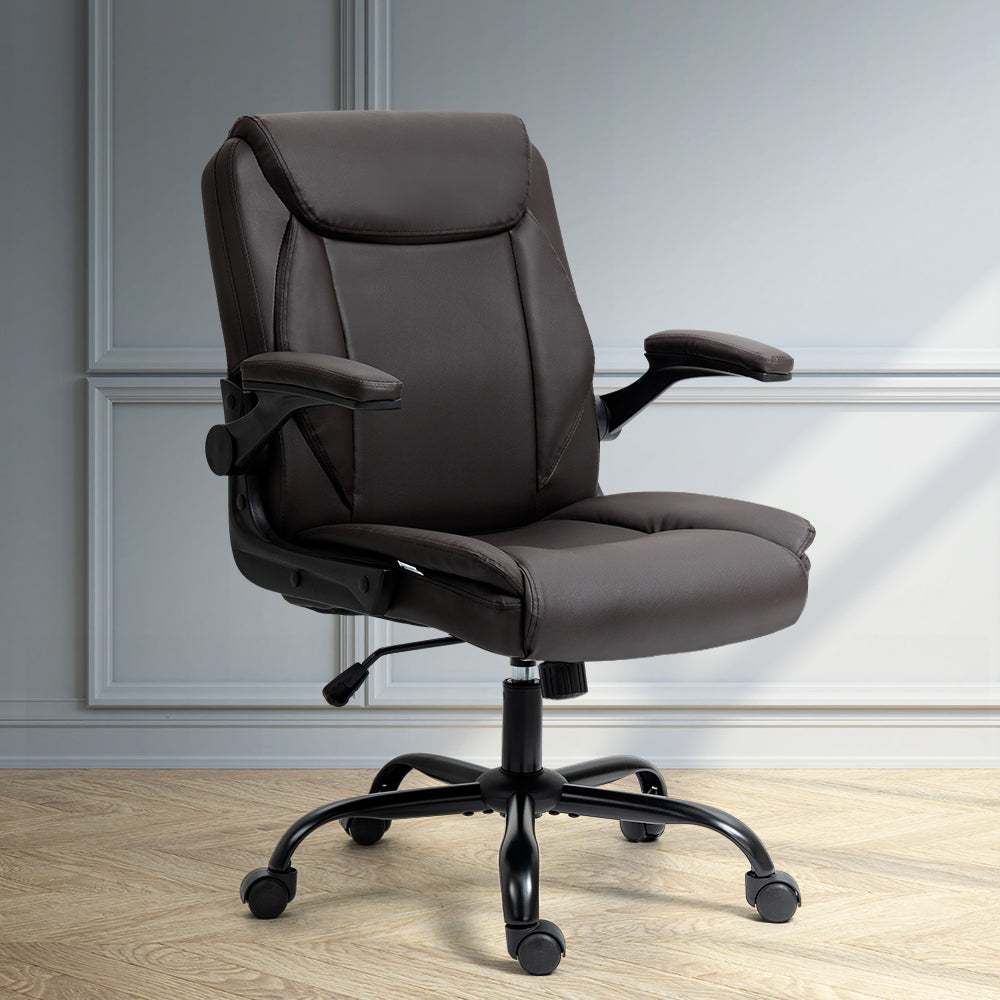 Executive Office Chair Leather Tilt Brown