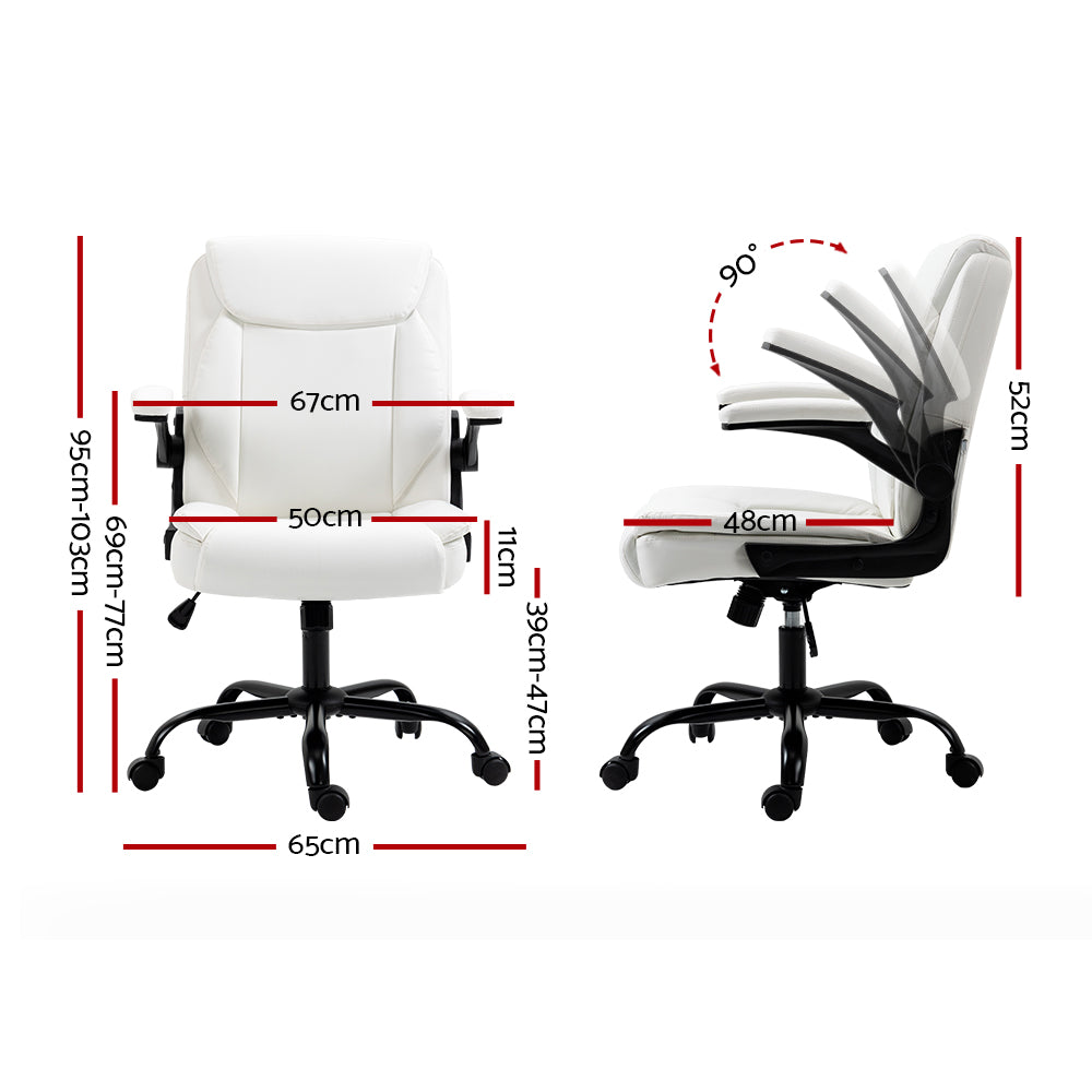 Executive Office Chair Leather Tilt White