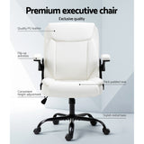 Executive Office Chair Leather Tilt White