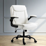 Executive Office Chair Leather Tilt White