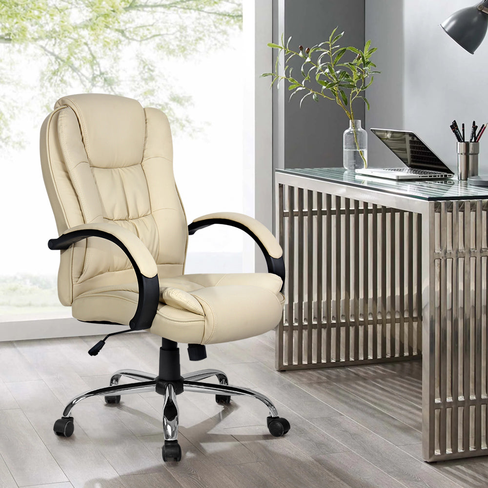 Office Chair S-Shape High Back Cream