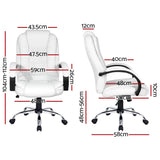 Executive Office Chair Leather Tilt White Double Stiching