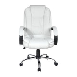 Executive Office Chair Leather Tilt White Double Stiching