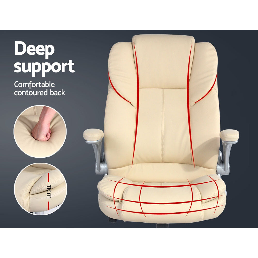 Office Chair S-Shape High Back Adjustable Cream