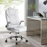 Executive Office Chair Leather Double Stitching Tilt White