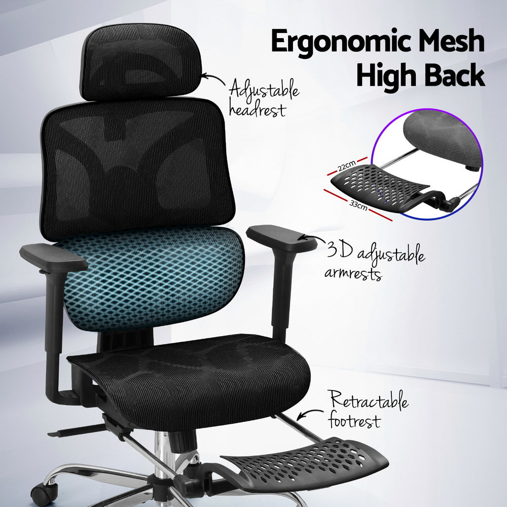 Office Chair 3D Multi-Function Black Mesh