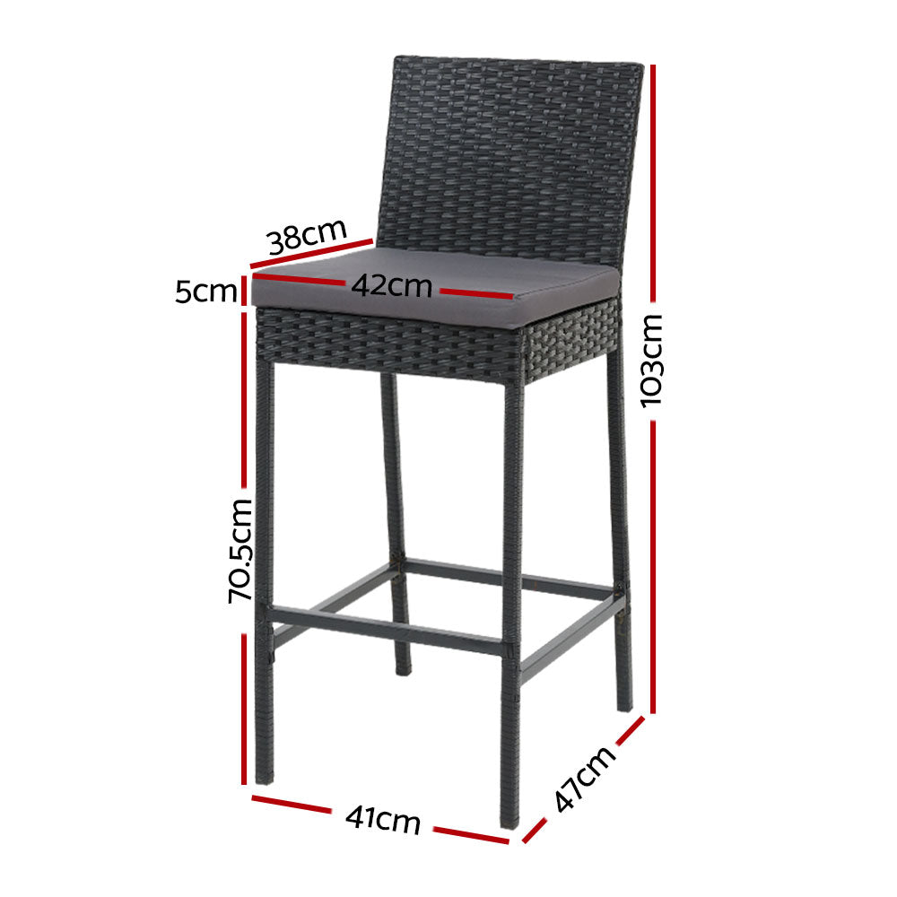 Ember 2-Piece Outdoor Bar Stools Dining Chair Bar Stools Rattan Furniture