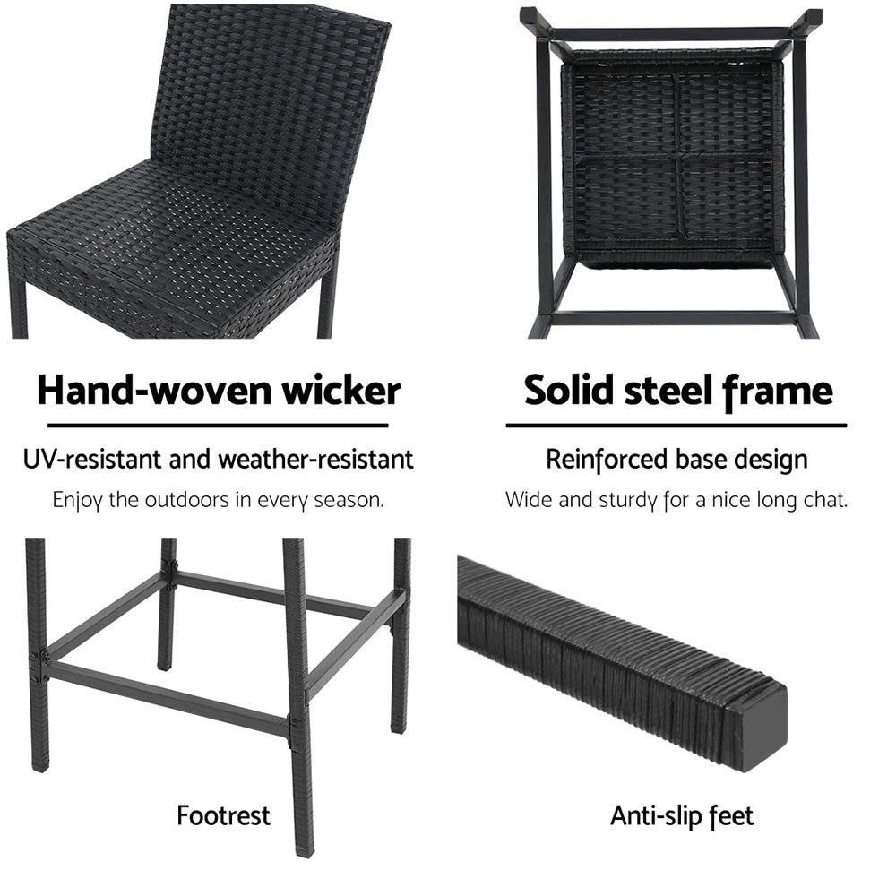 Ember 2-Piece Outdoor Bar Stools Dining Chair Bar Stools Rattan Furniture