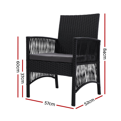 Gardeon 2PC Outdoor Dining Chairs Patio Furniture Wicker Garden Cushion Lyra