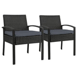 Gardeon 2PC Outdoor Dining Chairs Patio Furniture Rattan Chair Cushion Felix