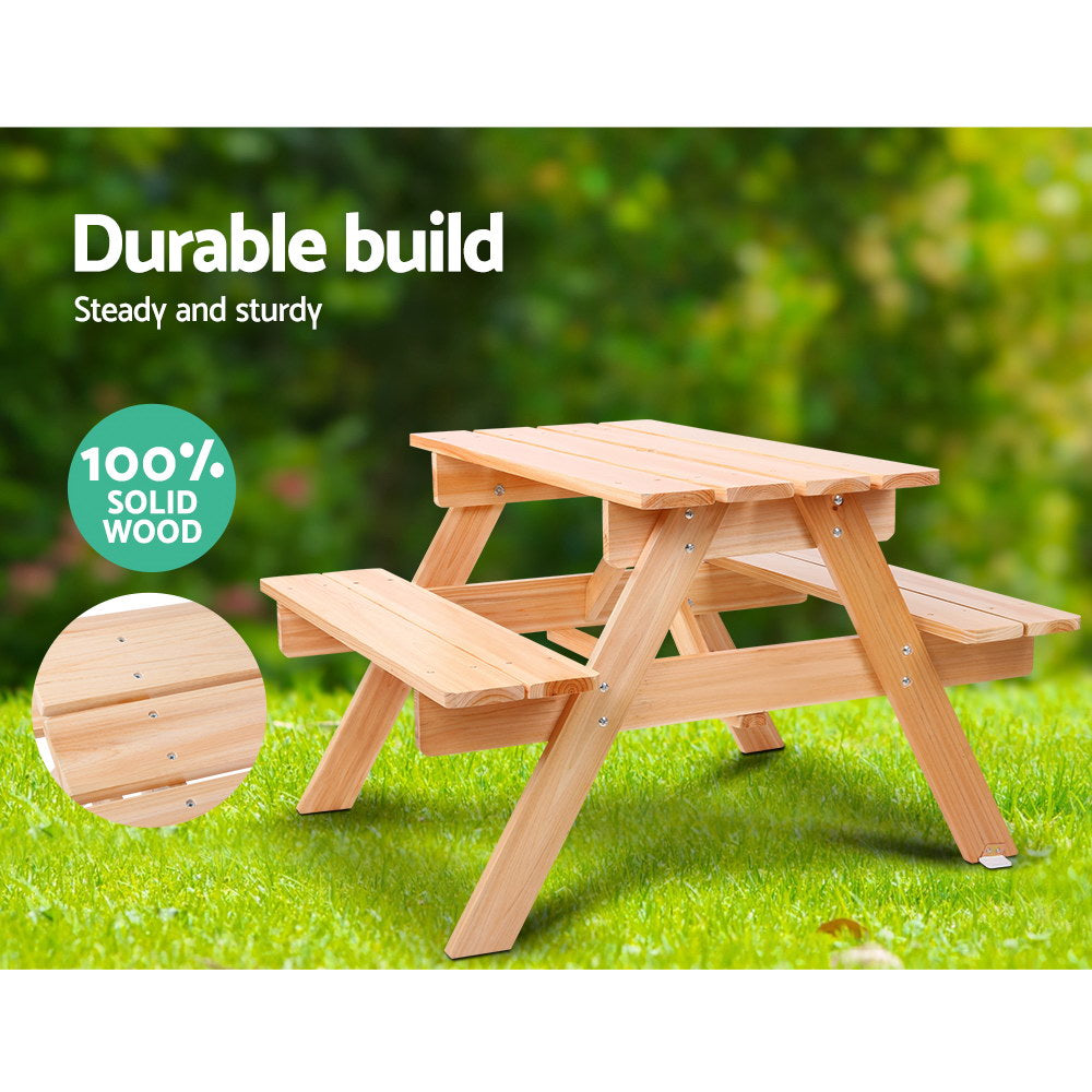 Keezi Kids Outdoor Table and Chairs Picnic Bench Set Children Wooden