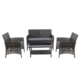 Gardeon 4PCS Outdoor Lounge Setting Sofa Set Patio Wicker Furniture Grey