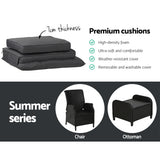 Gardeon Sun lounge Wicker Lounger Outdoor Furniture Patio Adjustable Black