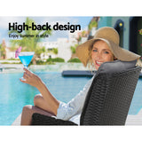 Gardeon 2PC Sun lounge Wicker Outdoor Furniture Adjustable Black