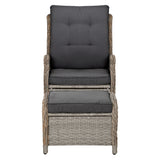 Gardeon Sun lounge Wicker Lounger Outdoor Furniture Patio Adjustable Grey