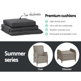 Gardeon 2PC Sun lounge Wicker Lounger Outdoor Furniture Adjustable Grey