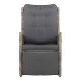 Gardeon Sun lounge Wicker Lounger Outdoor Furniture Patio Adjustable Grey