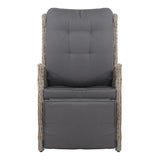 Gardeon 2PC Sun lounge Wicker Lounger Outdoor Furniture Adjustable Grey