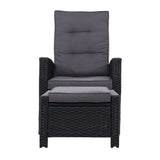 Gardeon Sun lounge Wicker Lounger Outdoor Patio Furniture Adjustable Black