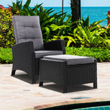 Gardeon Sun lounge Wicker Lounger Outdoor Patio Furniture Adjustable Black