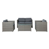 Gardeon 4-Piece Outdoor Sofa Set Wicker Couch Lounge Setting Grey