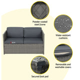 Gardeon 4-Piece Outdoor Sofa Set Wicker Couch Lounge Setting Grey