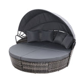 Gardeon Sun Lounge Setting Wicker Lounger Day Bed Outdoor Furniture Patio Grey