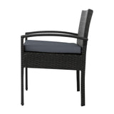 Gardeon 3PC Patio Furniture Bistro Set Wicker Outdoor Lounge Setting Black