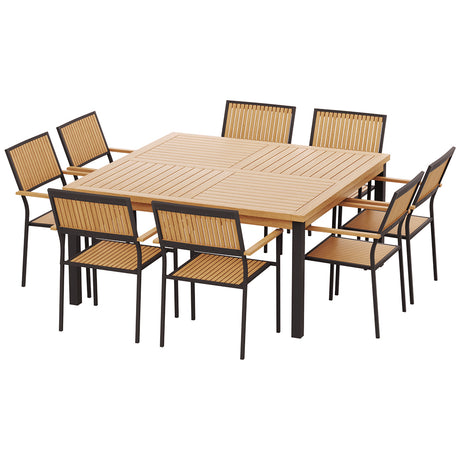 Ember Outdoor Dining Set 9 Piece Wooden Table Chairs Setting