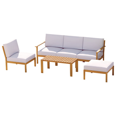Ember 5-Seater Outdoor Sofa Set Wooden Lounge Setting 6PCS