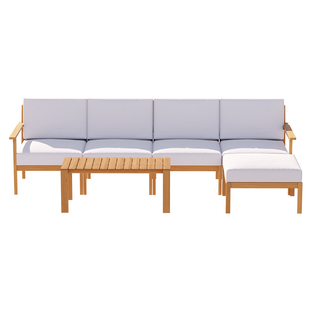 Ember 5-Seater Outdoor Sofa Set Wooden Lounge Setting 6PCS