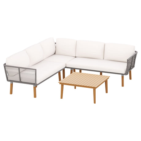 Ember 5-Seater Outdoor Sofa Set Wooden Lounge Setting Aluminum