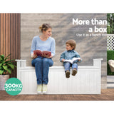Gardeon Outdoor Storage Bench Box 129cm Wooden Garden Toy Chest Sheds Patio Furniture XL White